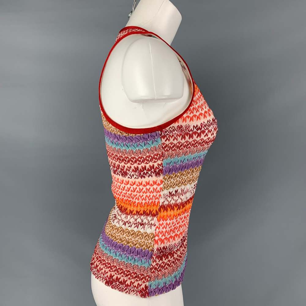 MISSONI Red Multicolour Rayon Blend Wrinkled Tank Casual Top - Picture 2 of 5